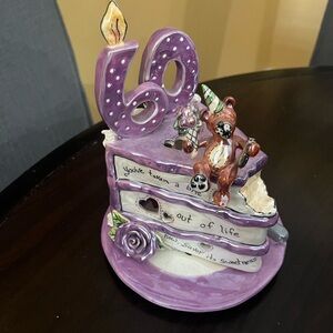 SOLD-Purple 60th Birthday Cake Figurine